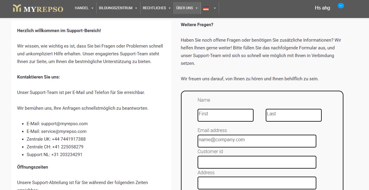 Myrepso Customer Support