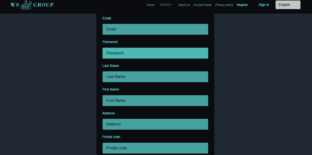 WS Group SignUp Page