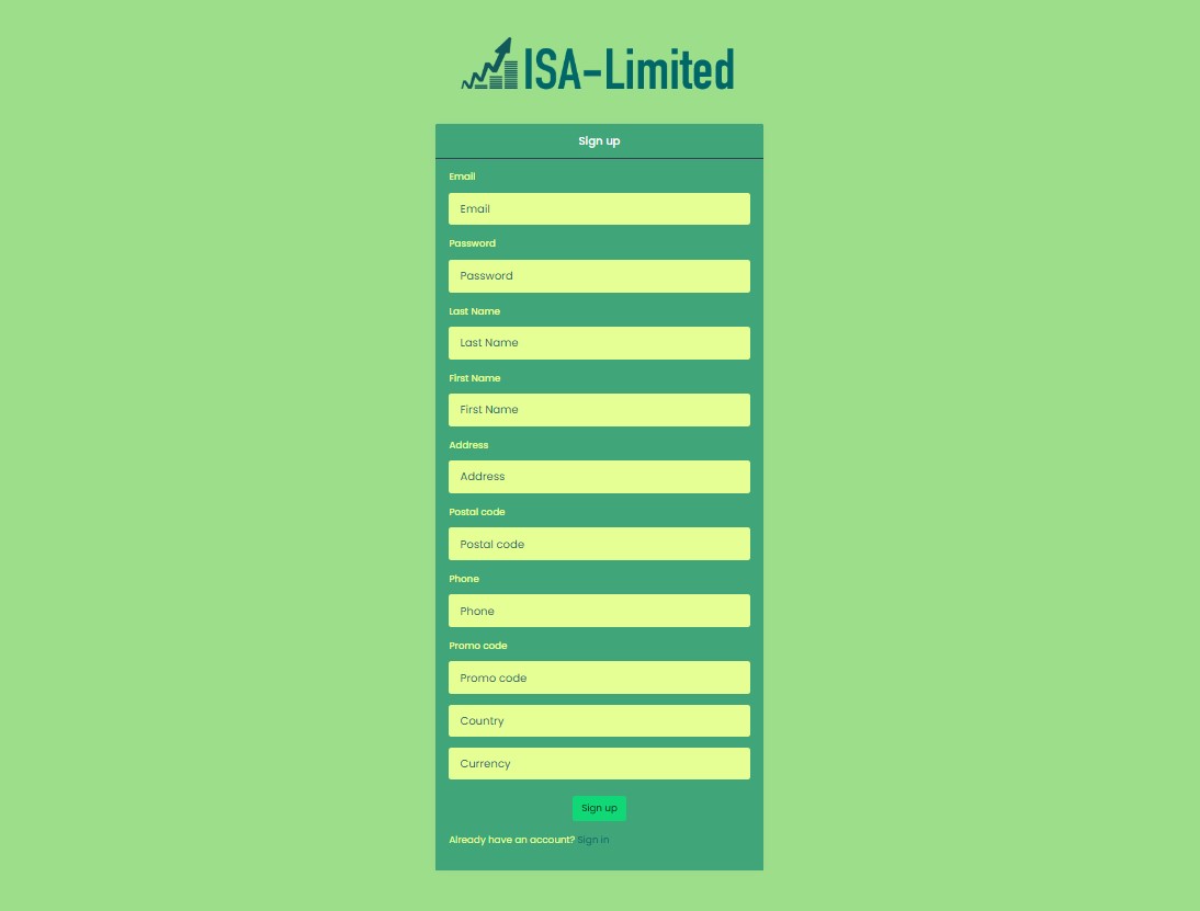 ISA Limited Signup